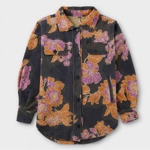 FREE PEOPLE Jacquard Ruby Jacket‎ Oversized Boho in Charcoal size L